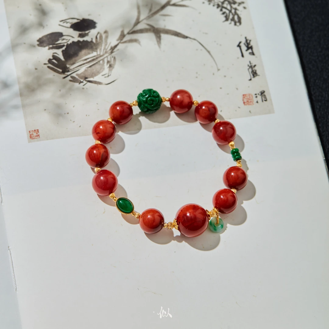 L【喜楠】·似梓珠宝· 18K南红单圈手串 XYGD212118-C