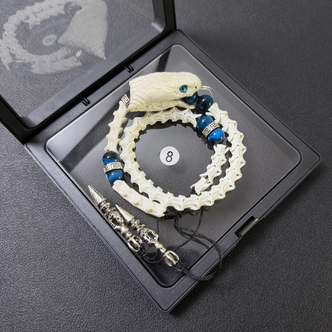 非金属皮质手链 8号款   双圈蛇头款原创百搭轻奢真蛇骨手链