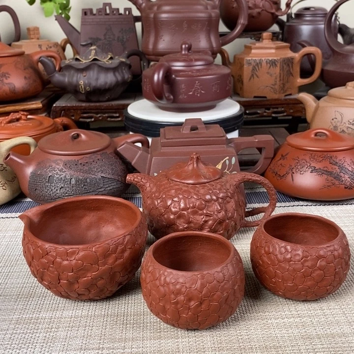 紫砂茶壶朱泥供春套组