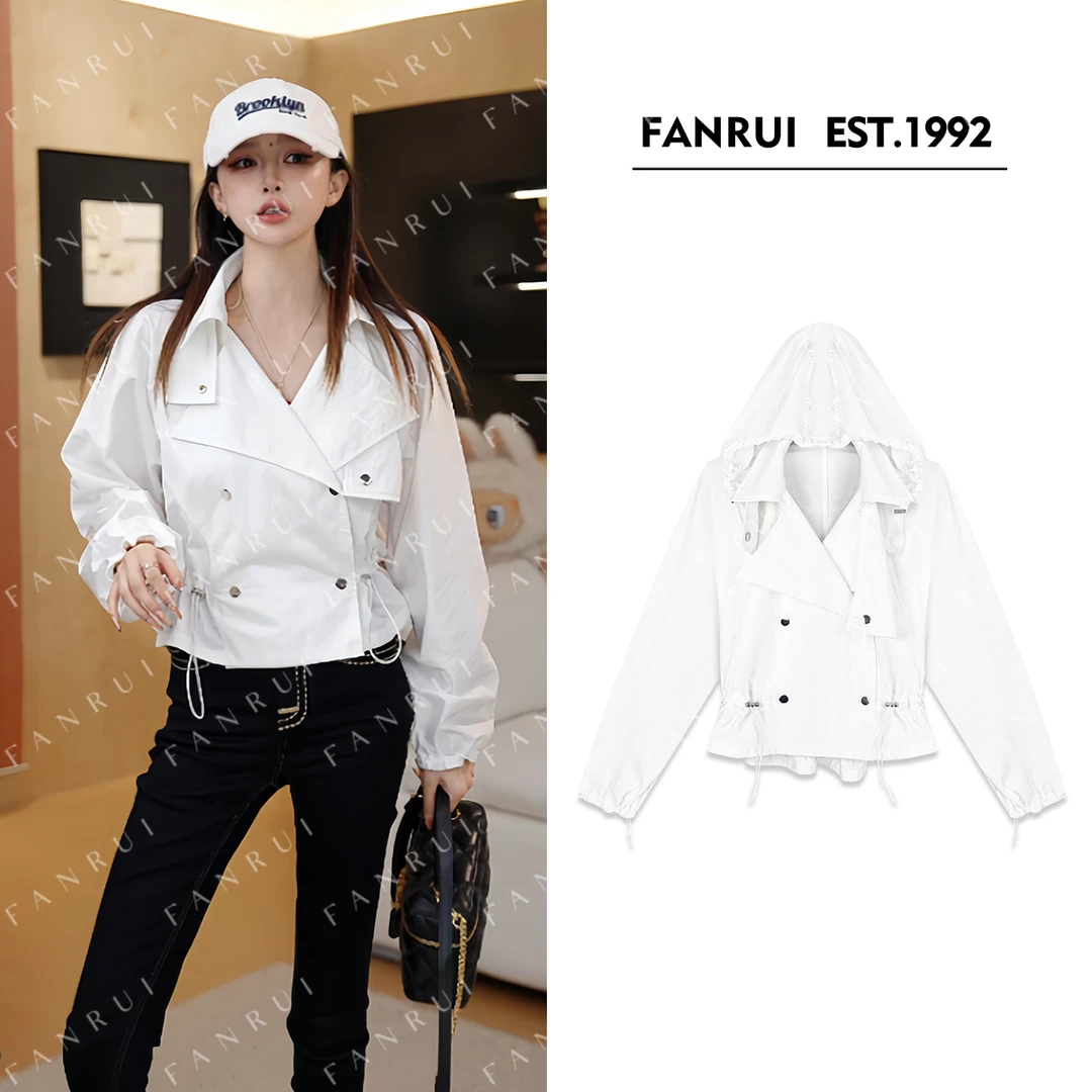 FANRUI/泛芮「贝贝biuu」收腰抽绳可调节设计小众风衣短外套B17791