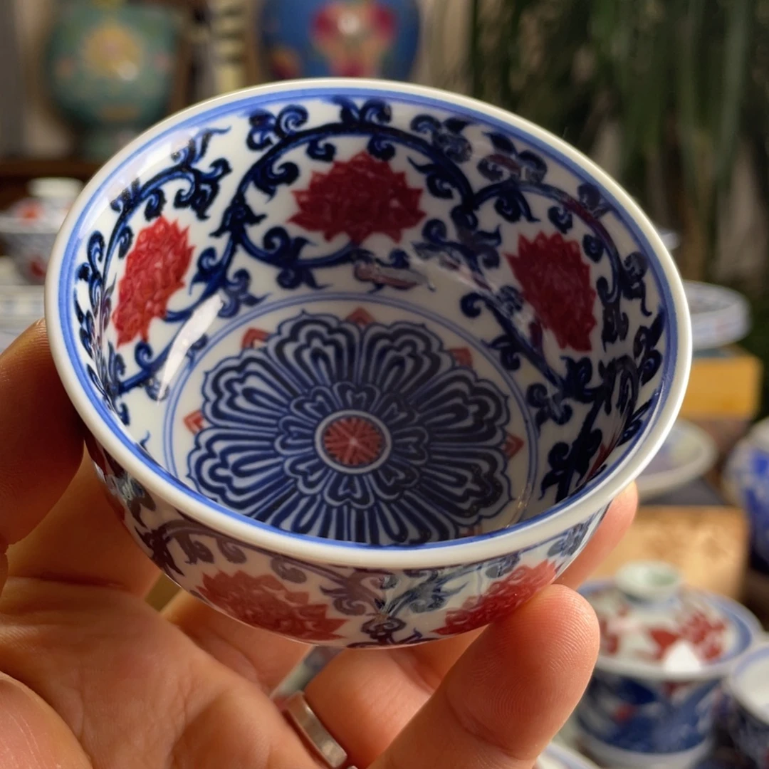 釉里红金刚莲满工杯子