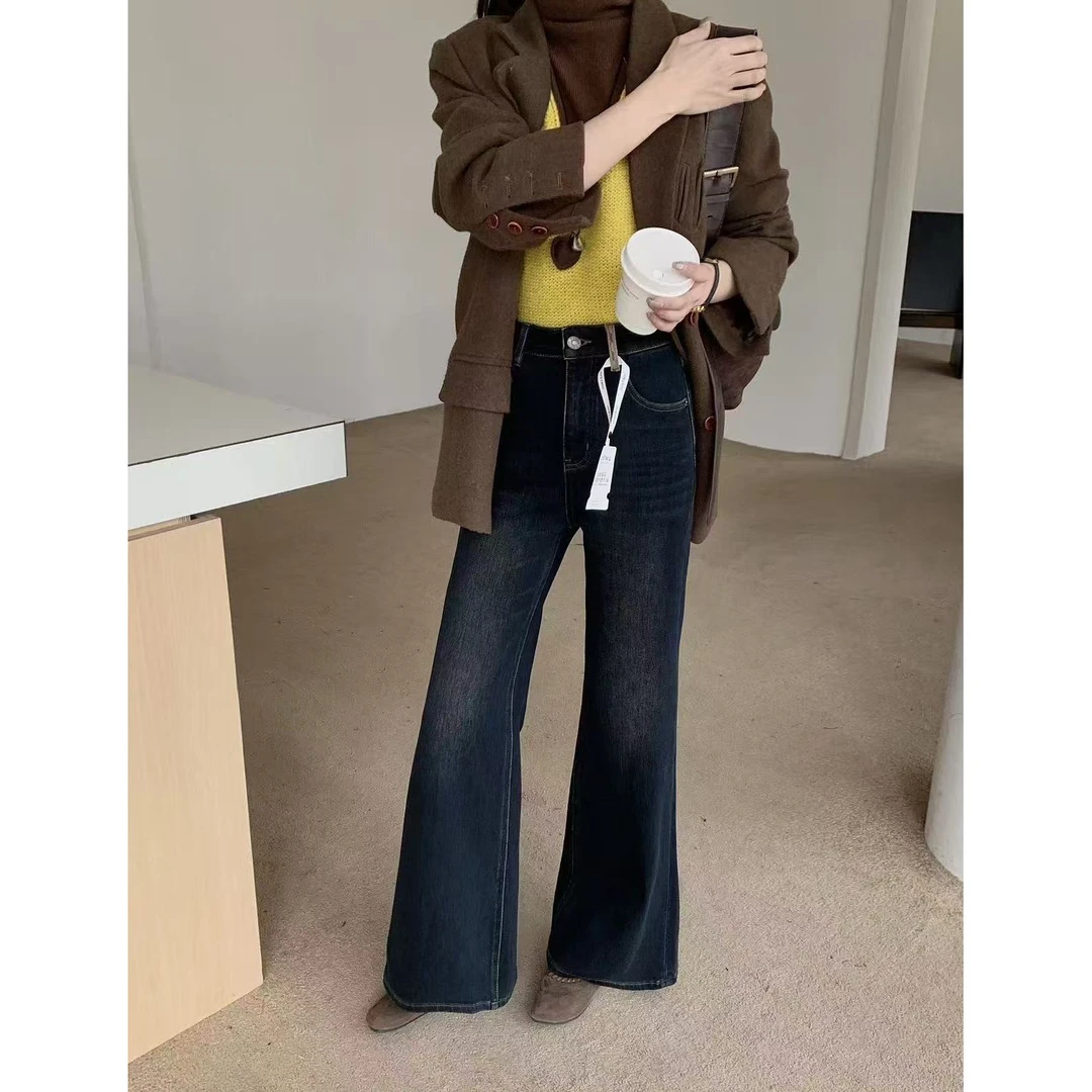 新款气质休闲百搭时尚复古简约舒适筒喇牛仔裤K98619