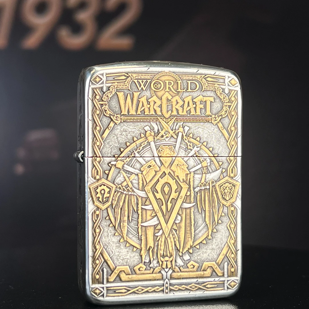 ZIPPO/之宝正品1941五面镀银鎏金魔兽世界防风煤油打火机 XBLDYJ1