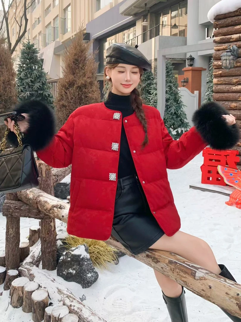 新年战袍！新中式国风复古女 2024冬宽松圆领短款时尚保暖外套