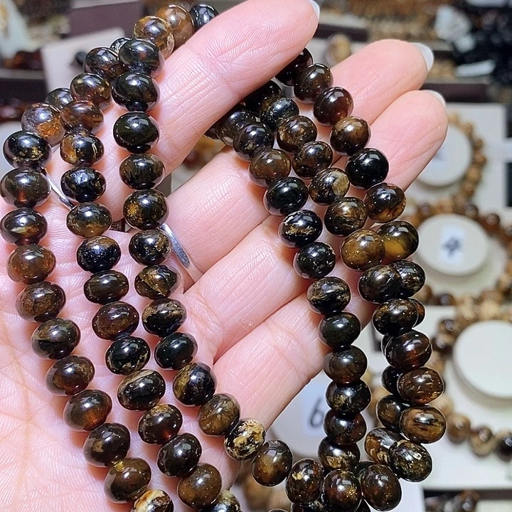 糖***饭琥珀未镶嵌裸石熊猫花8m