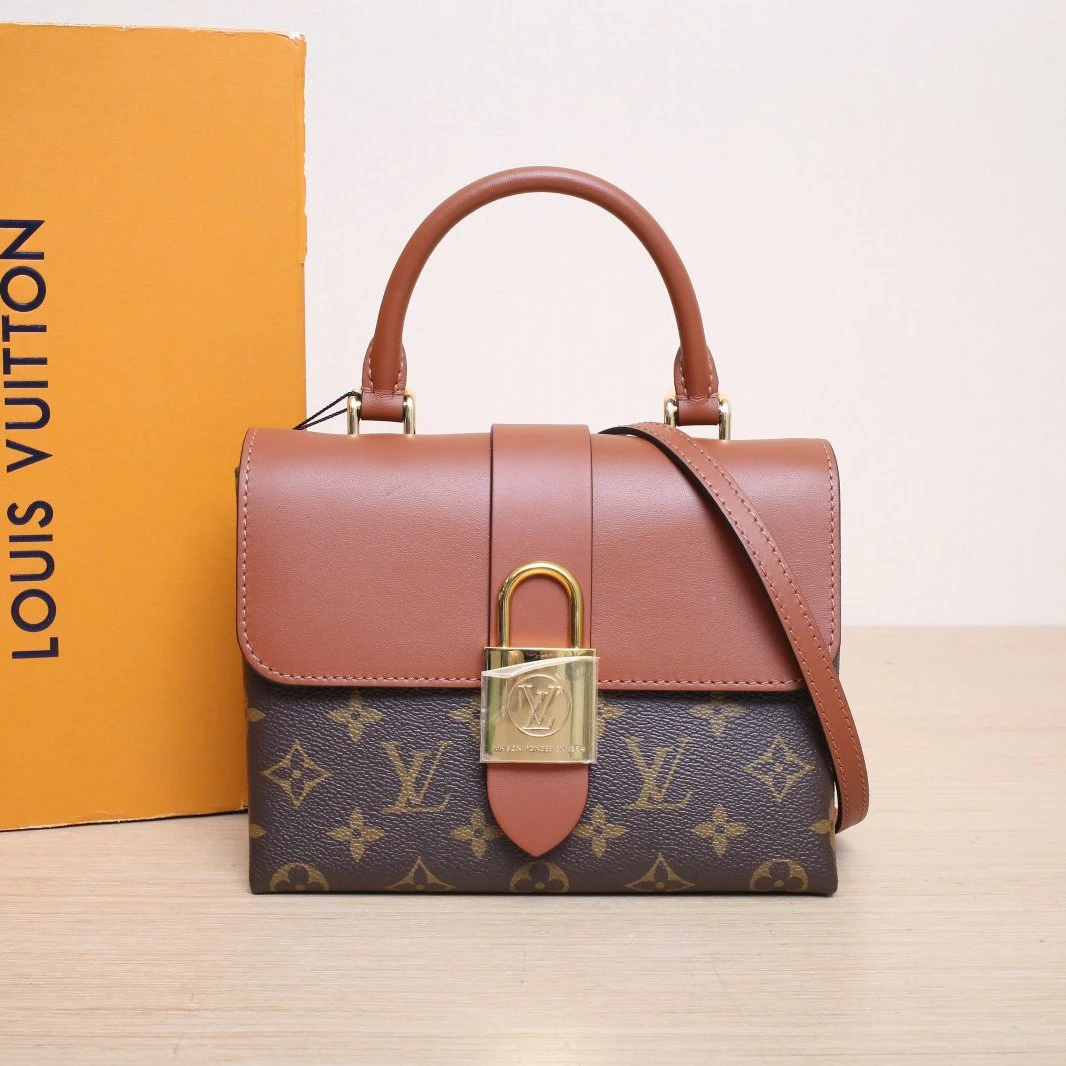 99新 LouisVuitton/路易威登 【小花念念】Locky BB锁头包焦糖色