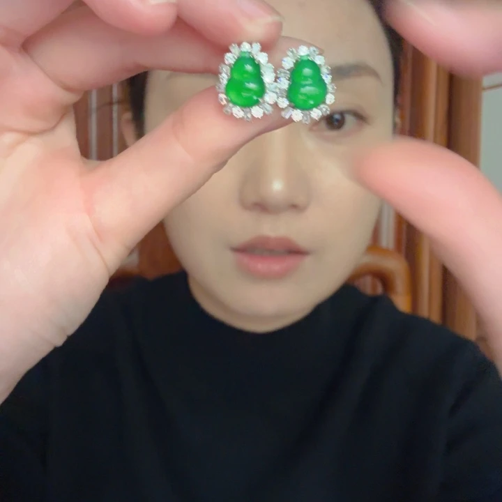 翡翠银S925镶嵌吊坠(不含链)耳饰