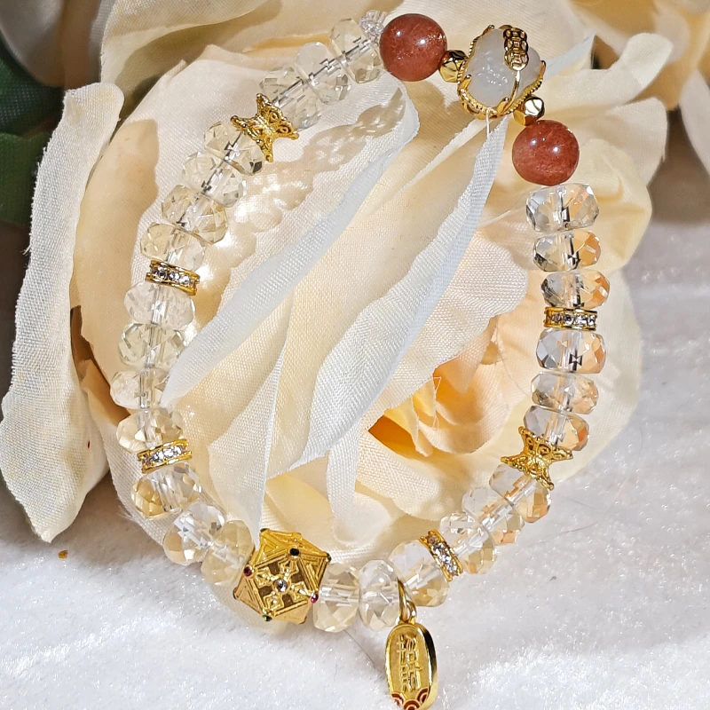 原创DIY款貔貅招财进米天然太阳石黄水晶925银手串【多样性发其一】