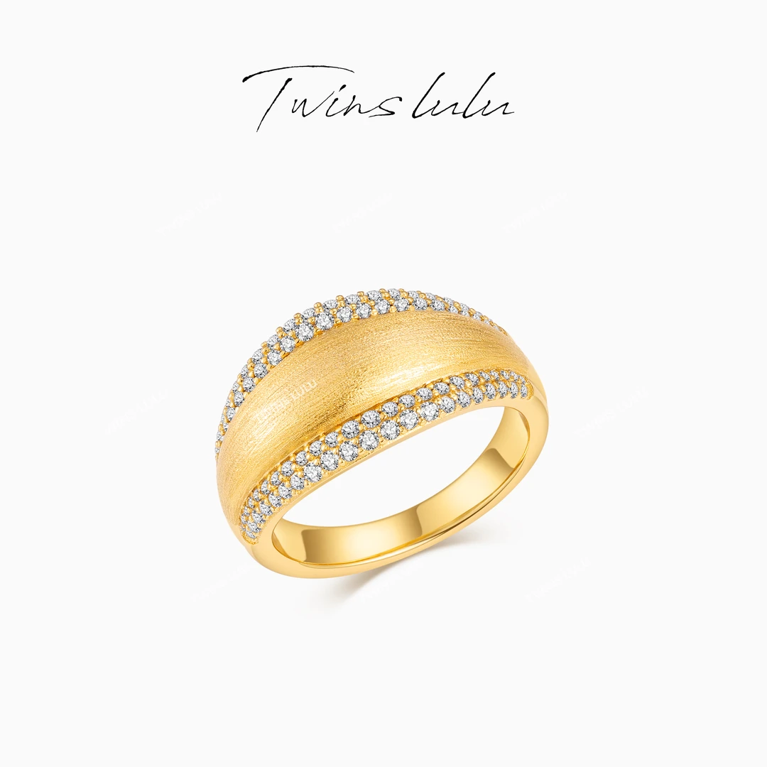 TWINS LULU 流光风 气质百搭高级感古法拉丝圆弧戒指TSS7889
