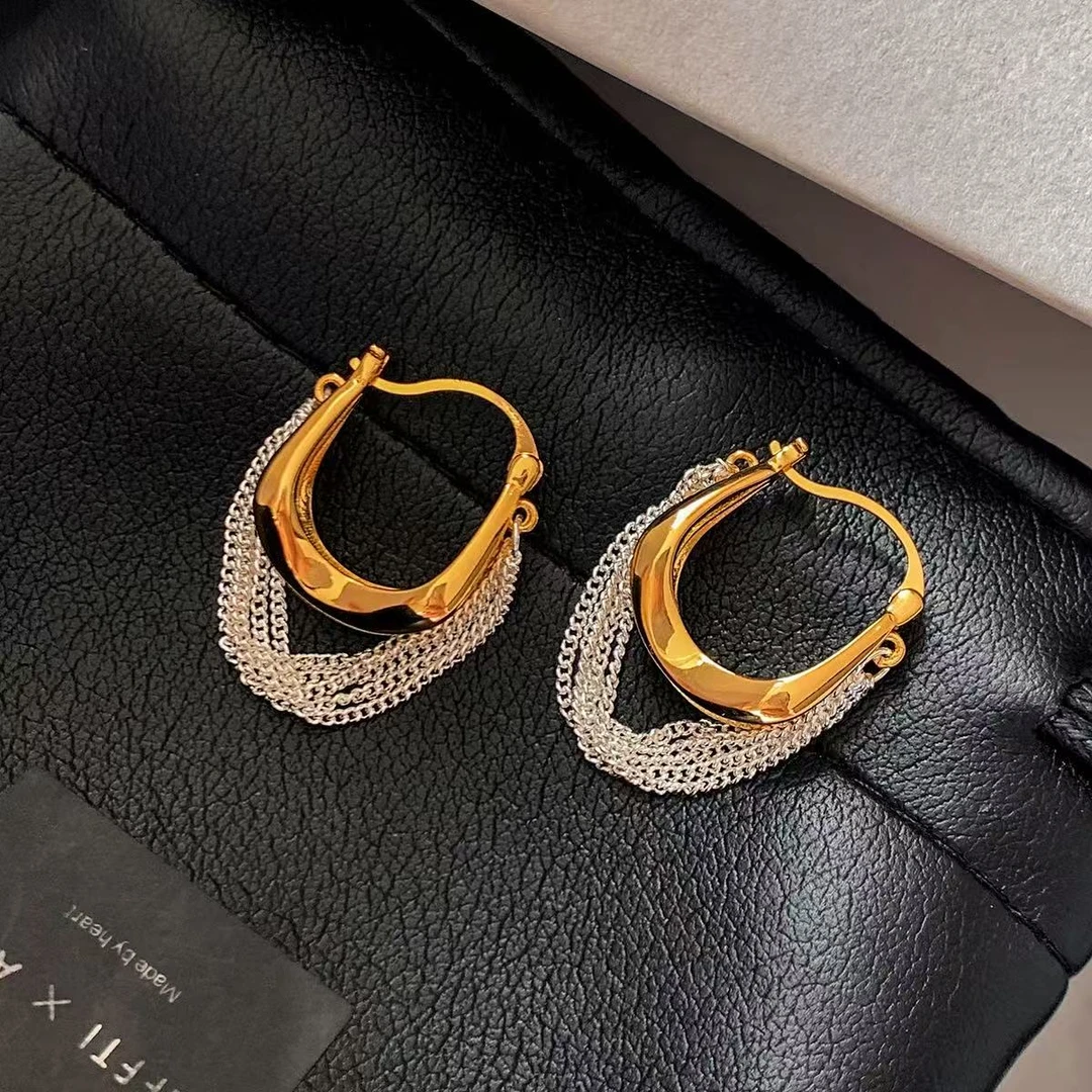 合金亚克力耳饰 高级感撞色链条流苏新款独特小众设计耳扣Z1787