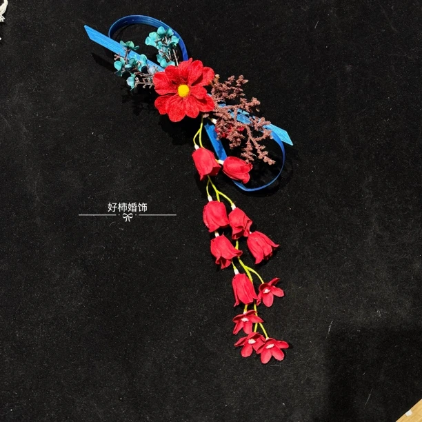 好柿｜386新中式手作原创竹编饰品新娘晨袍礼服搭配头饰