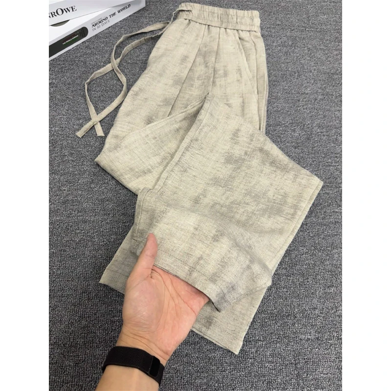 水墨画扎染冰丝裤子男女夏季宽松休闲阔腿山本裤垂坠感凉凉遛弯裤