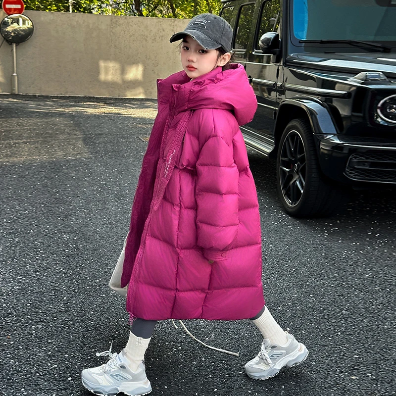 女童羽绒服冬装2025新款大童过膝长款棉服儿童秋冬季女孩加厚外套