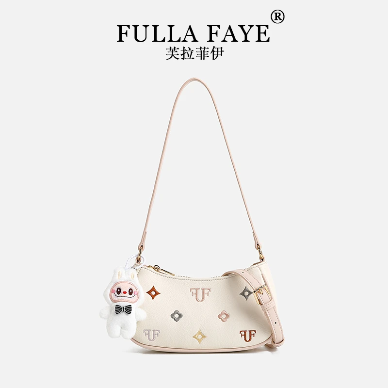 Fulla Faye「素色锦绣」刺绣法棍包斜挎包af-8205-4