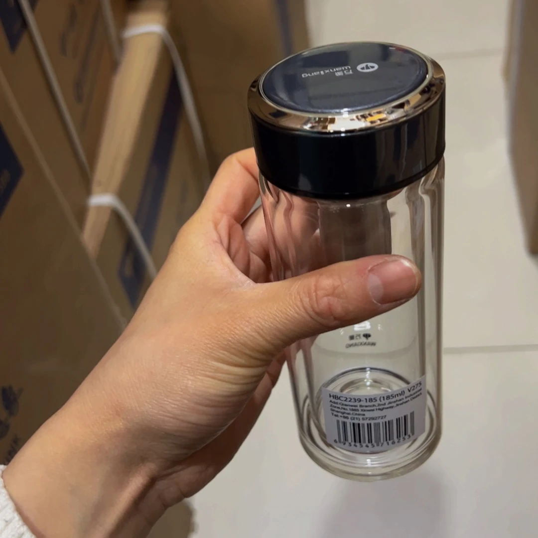 万象v275灰色双层玻璃杯185口袋呗