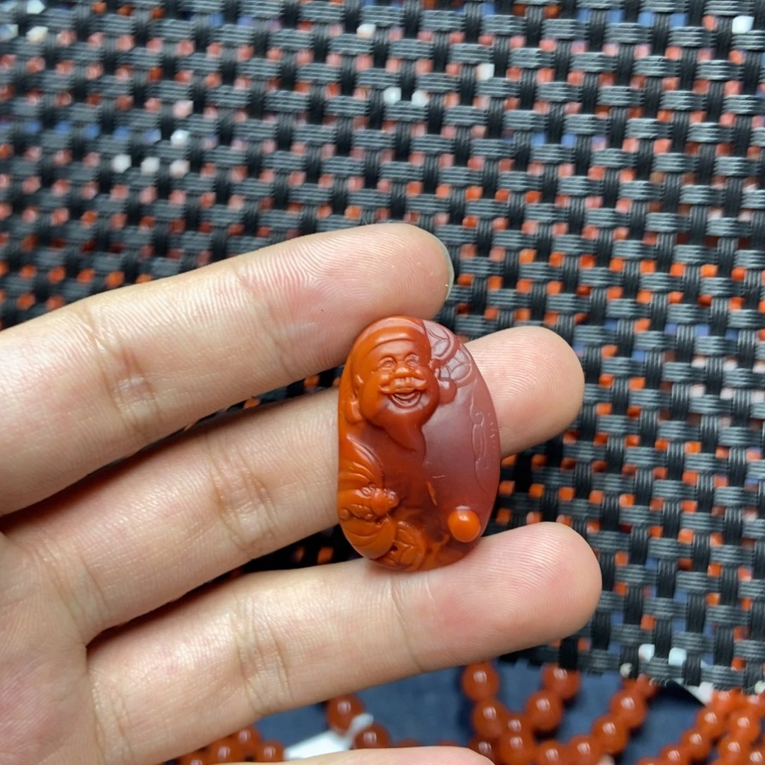 莲***心南红玛瑙未镶嵌吊坠(不含链)