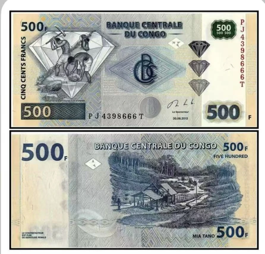 【非洲】民主刚果共和国500法郎 外国钱币纸币 世界各国货币 全新