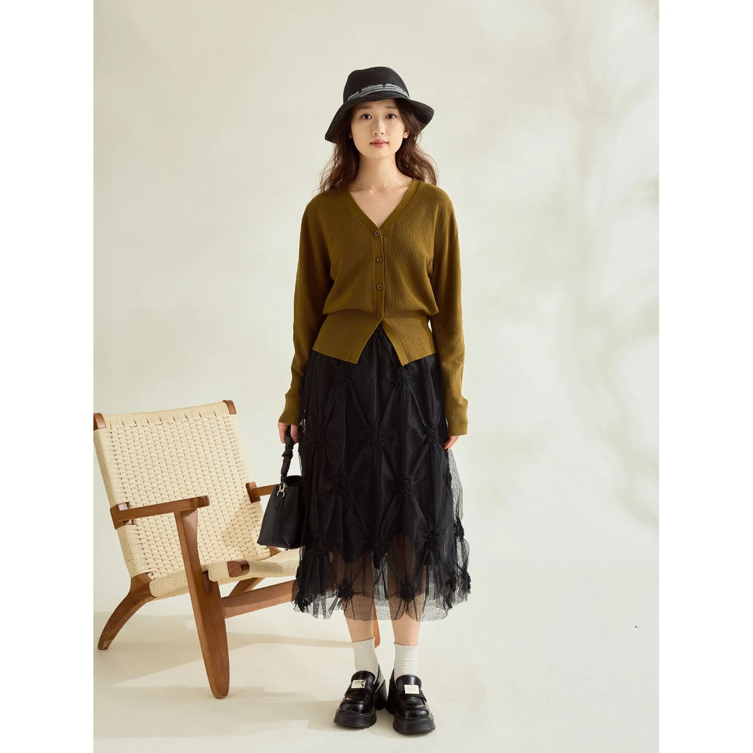 【首次六折】西町村屋文艺感简约韩系百搭针织开衫YC7213181