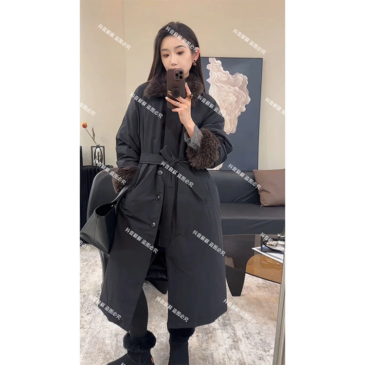 ZX6051保暖保暖长款派克服2024冬季加厚保暖外套(配腰带)