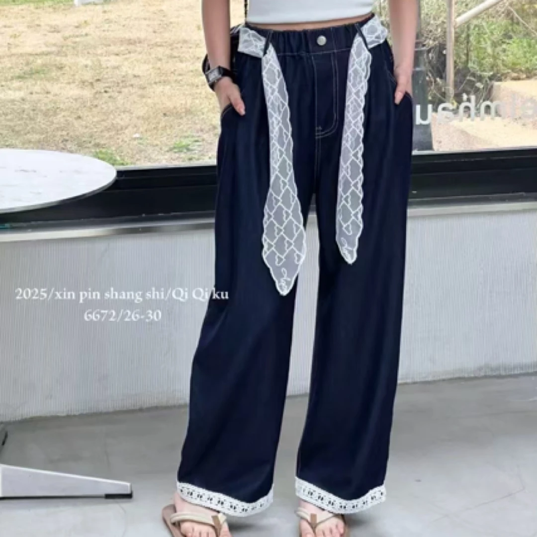 【丫丫童品】2025夏季新款女中童牛仔裤-K253