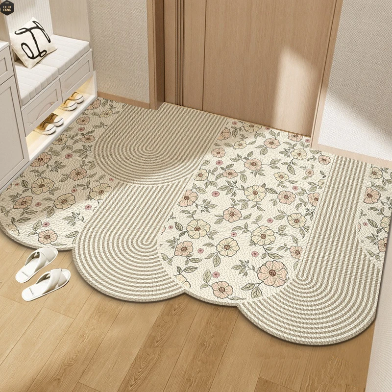 PVC入户门地垫免洗可擦耐脏玄关进门口毯家用花朵防水防滑脚垫子