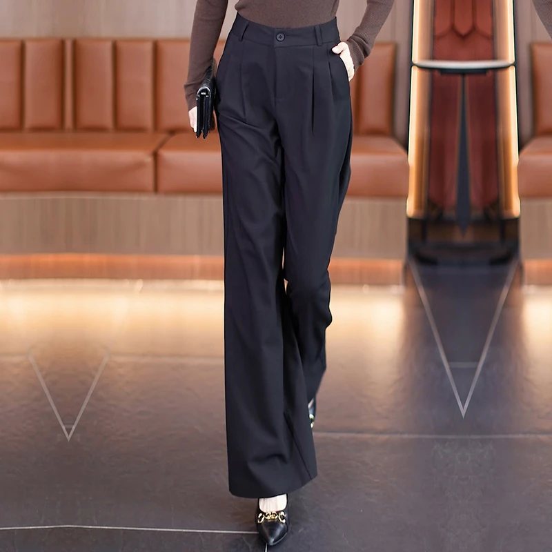 咖色西装裤女2025春秋新款高腰梨形身材显瘦宽松休闲垂感阔腿裤子