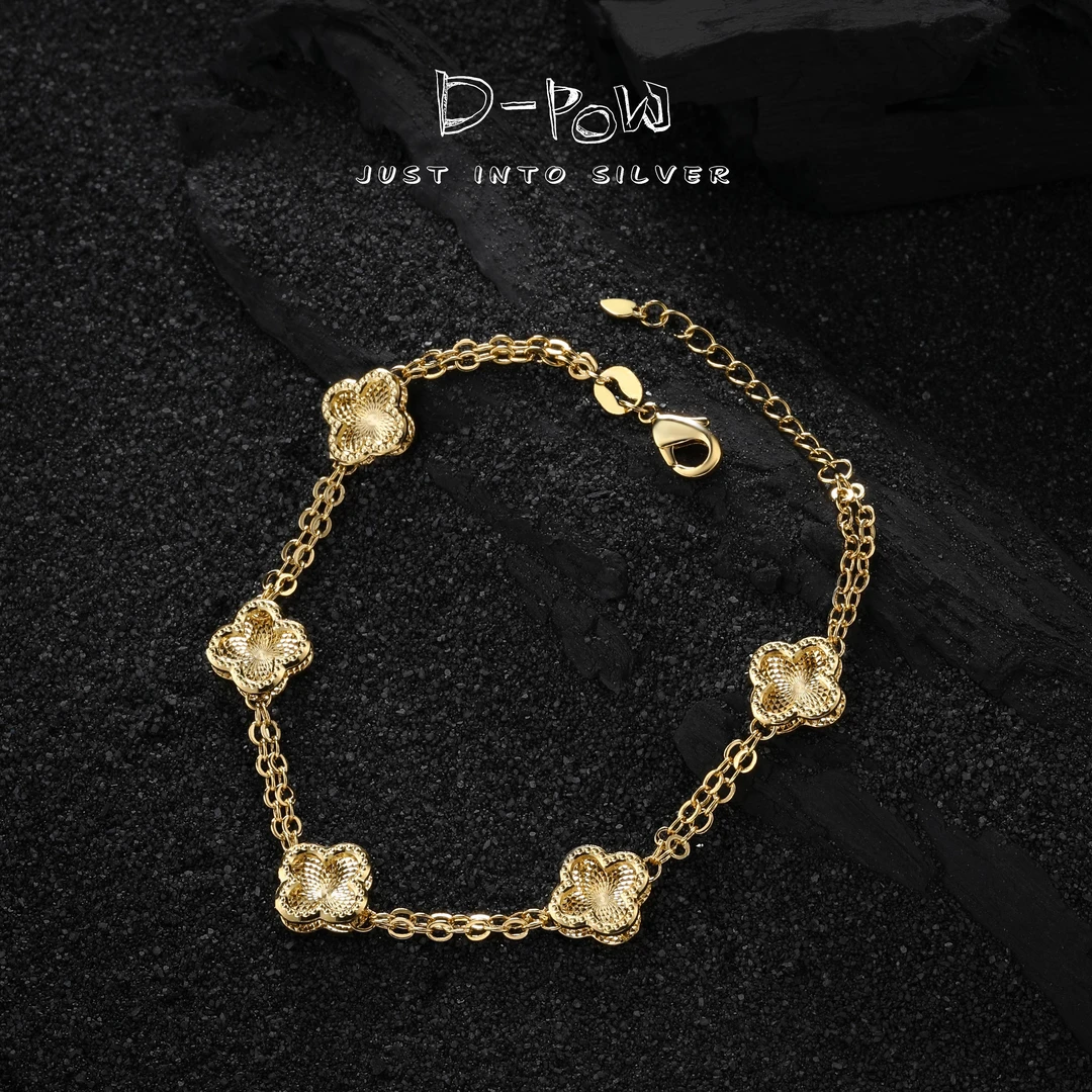 灯小炮 铜合金手链 四叶手链（19cm）（8598）时尚百搭经典轻奢金色