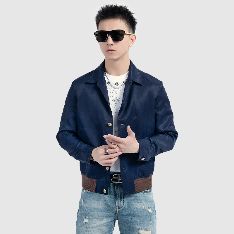 【I.TEX】 春季时尚简约百搭休闲翻领夹克男士潮流轻奢修身帅气外套