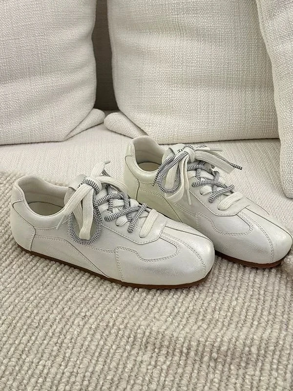 真皮休闲运动轻便平底软底跑步板鞋德训鞋软底阿甘鞋女913-1