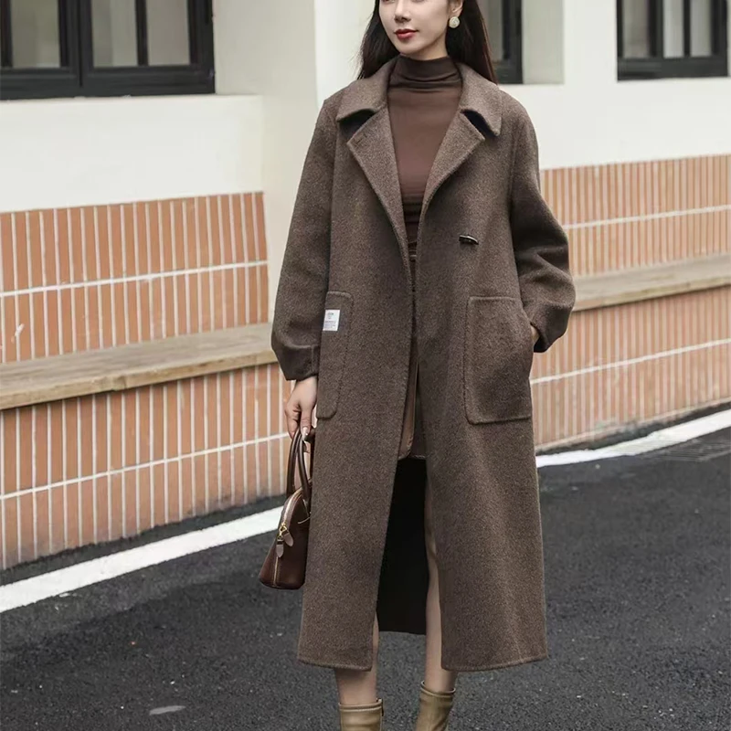 【有才专属】春季新款时尚女装气质显瘦百搭双面呢外套妈妈装K5976