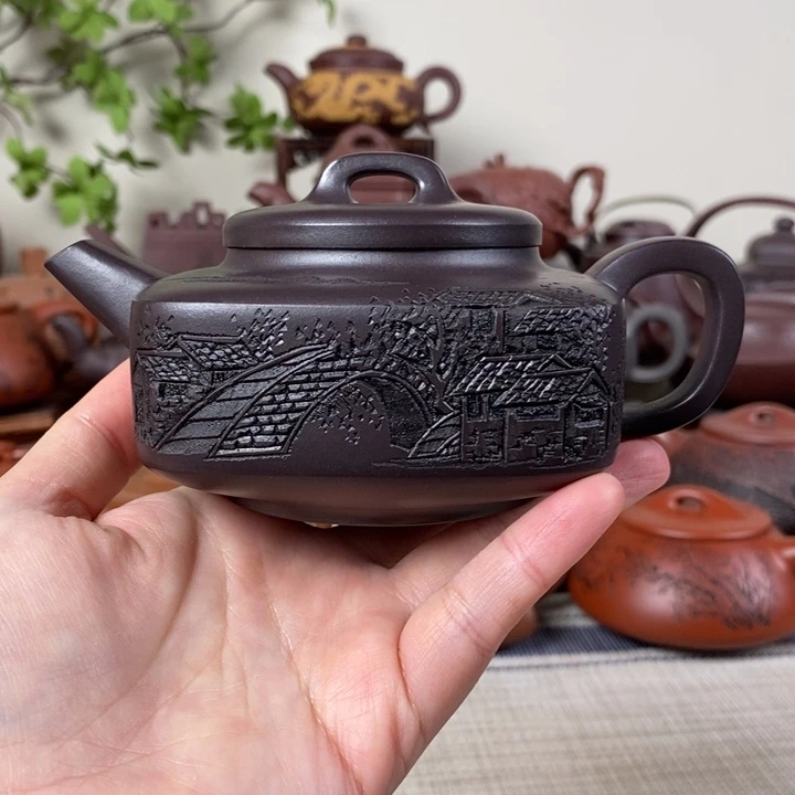 紫砂茶壶天圆地方紫泥