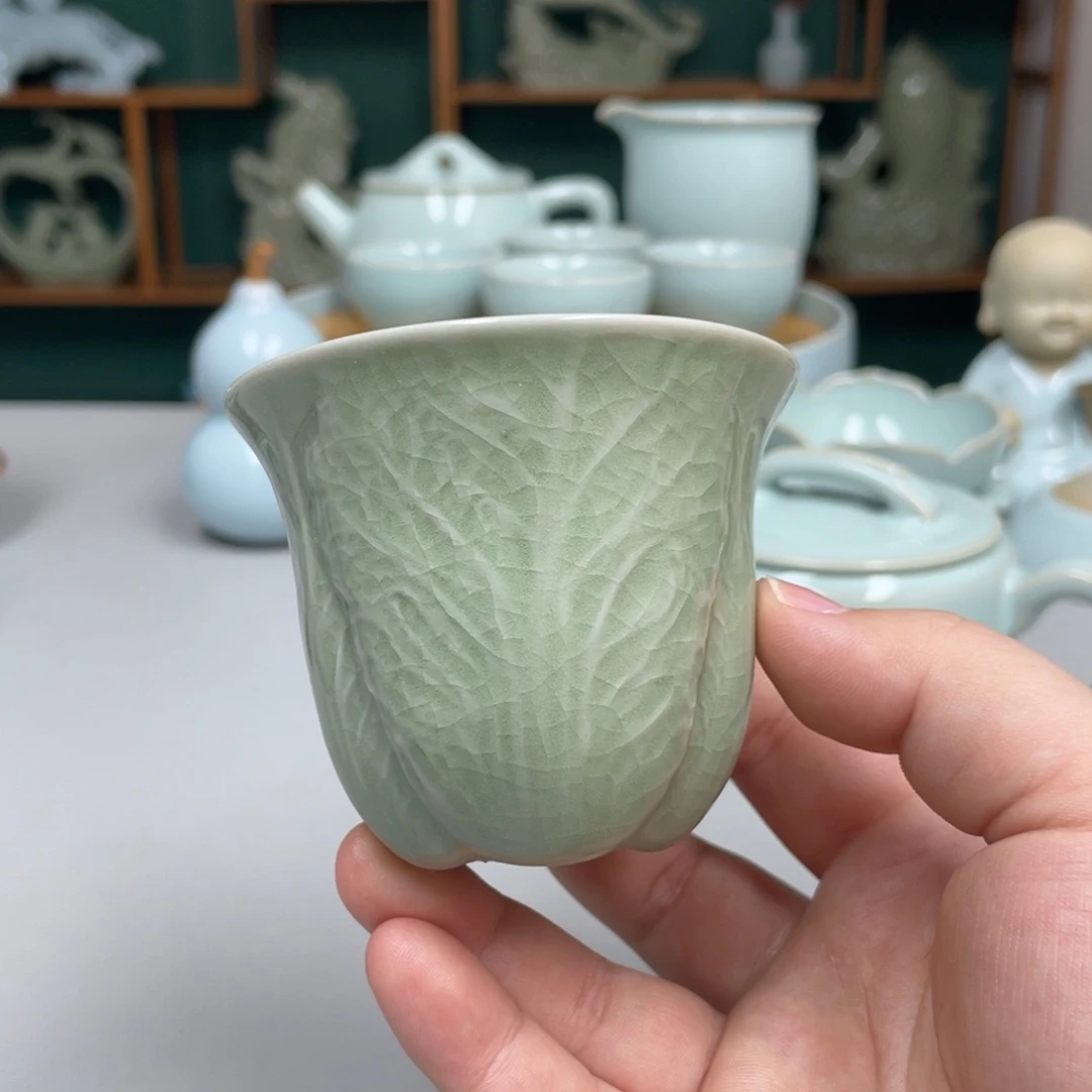 风***汝瓷豆绿百财杯赵琳老师带礼盒