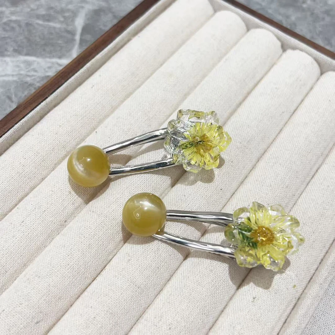 夏日透透花朵球球侧边夹J1906