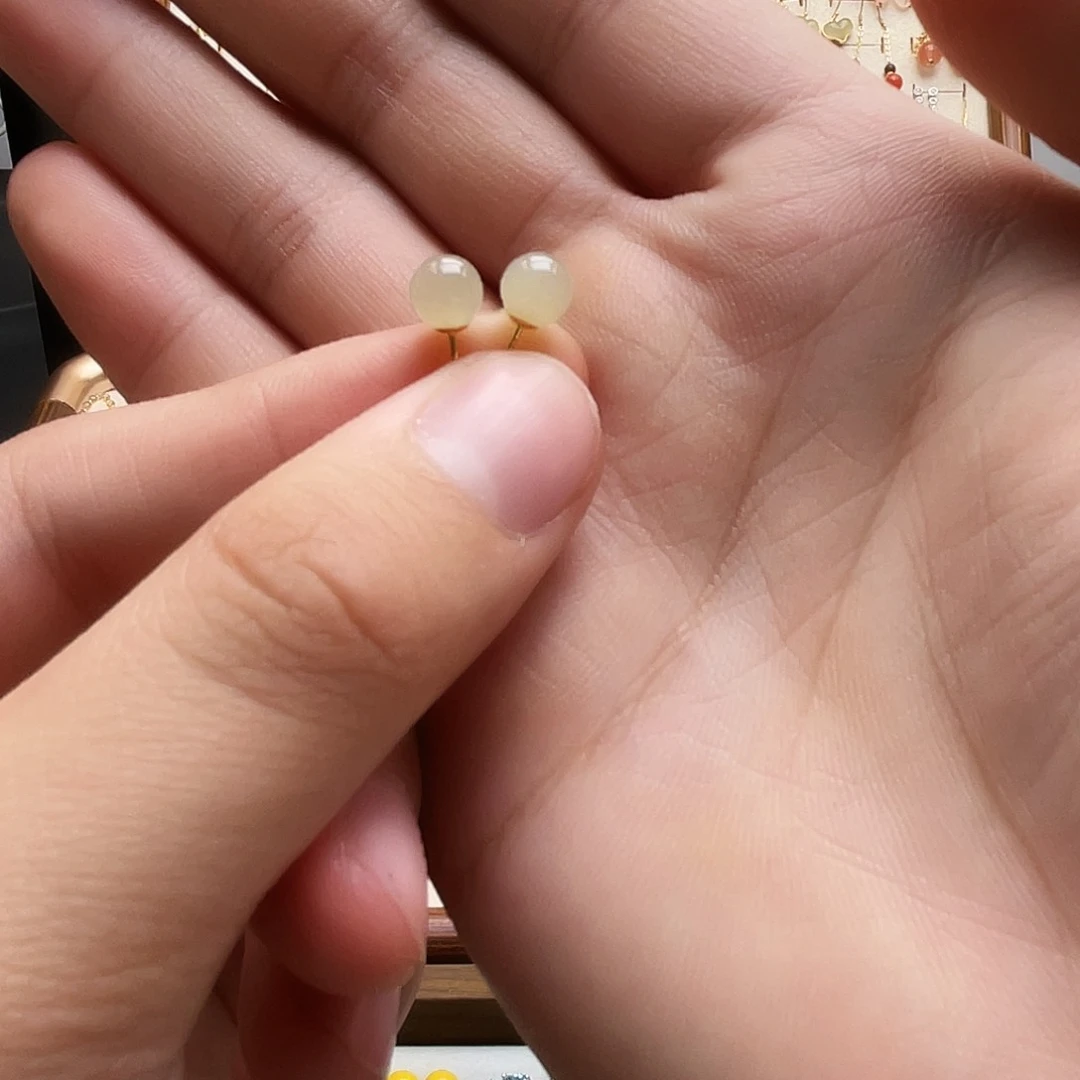 银S925镶嵌和田玉耳饰