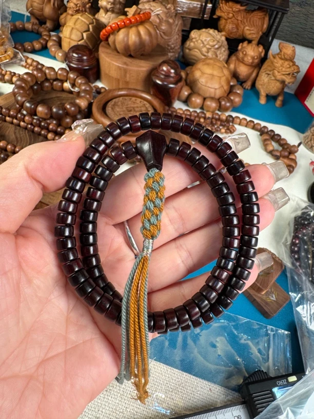 小叶紫檀药片珠4*7*108颗