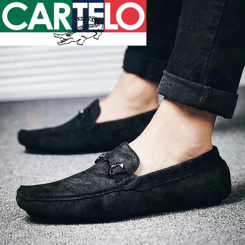 卡帝乐鳄鱼男士豆豆鞋子秋季高端轻奢潮牌休闲皮鞋子男士一脚蹬