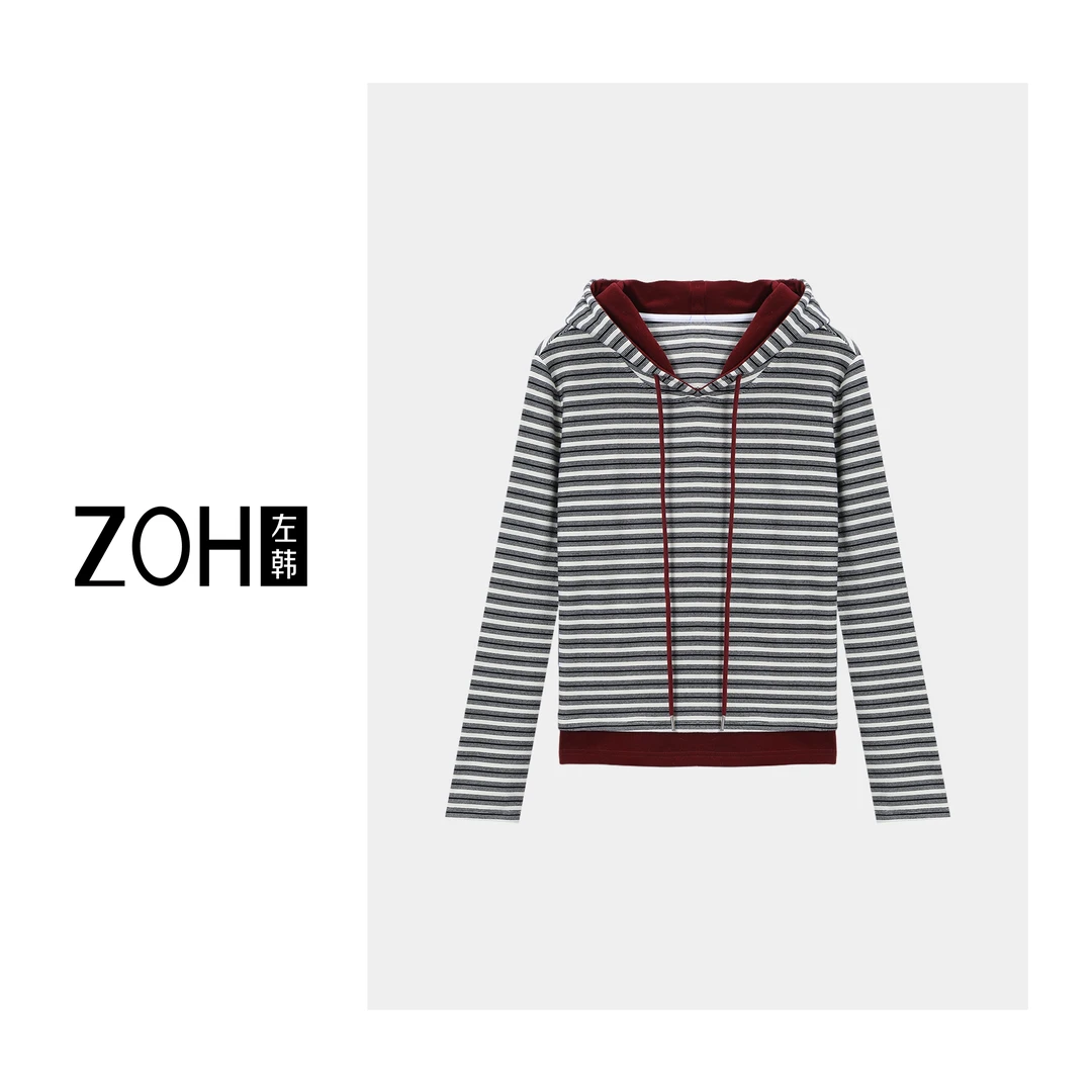 ZH395【左韩】秋冬时尚休闲百搭条纹卫衣 VH550061C