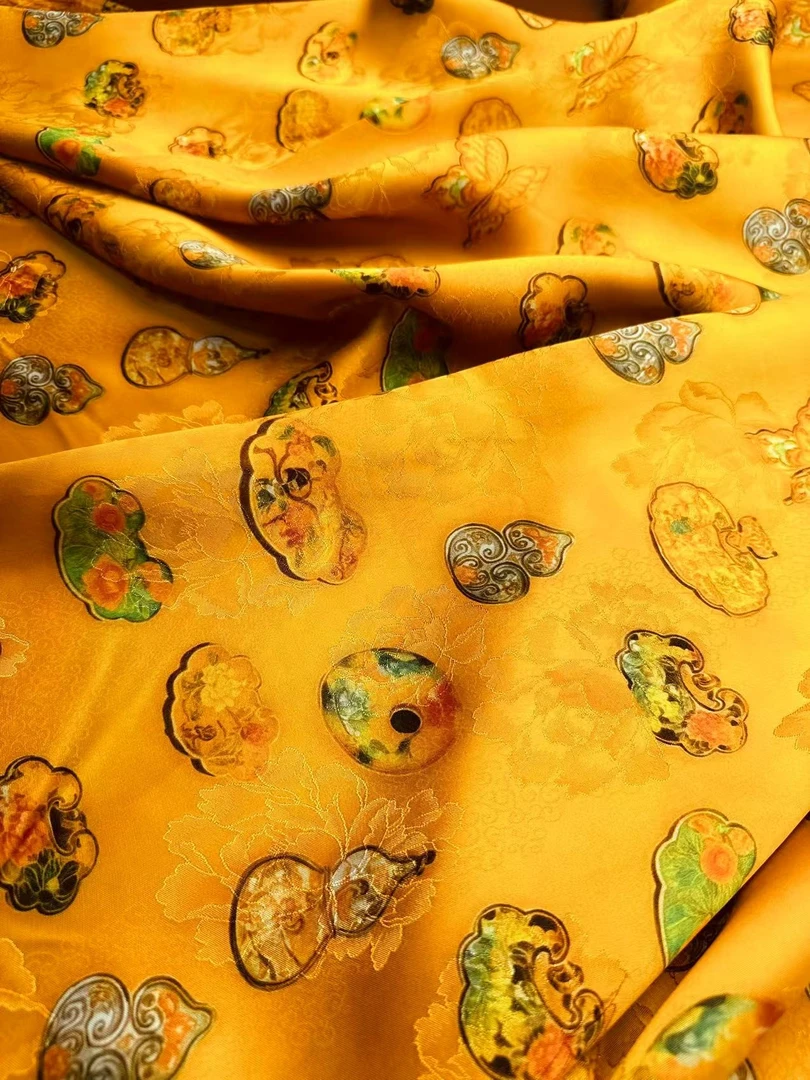 【福禄双全】高定新中式香云纱 花萝 时尚国风服装面料