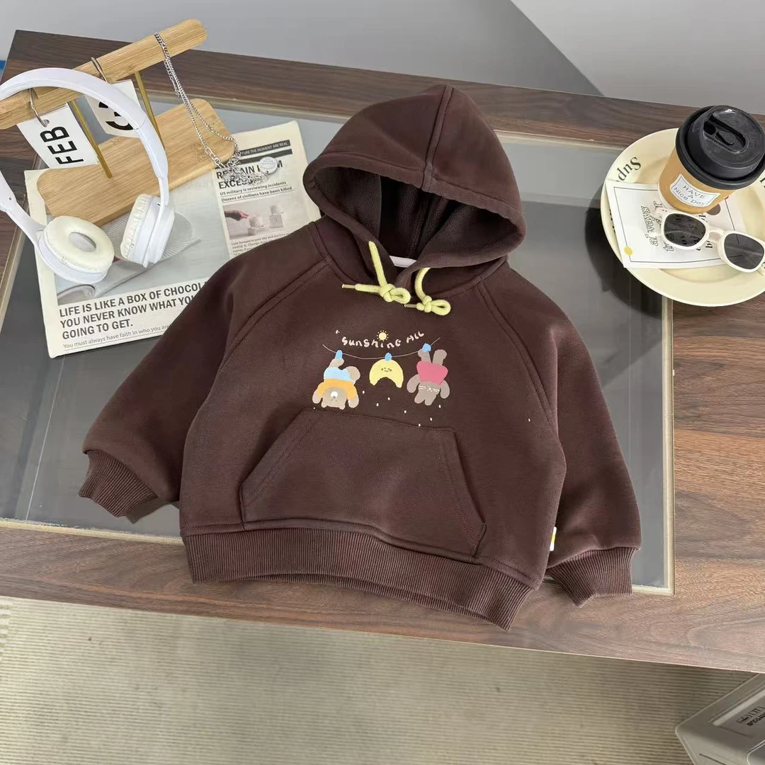 2025年冬款新款儿童潮流卡通加绒加厚棕咖色卫衣BMD253000