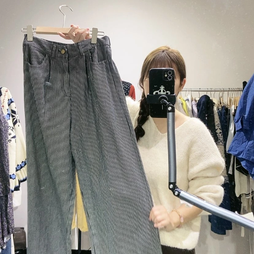 【闪购商品】条纹直筒裤