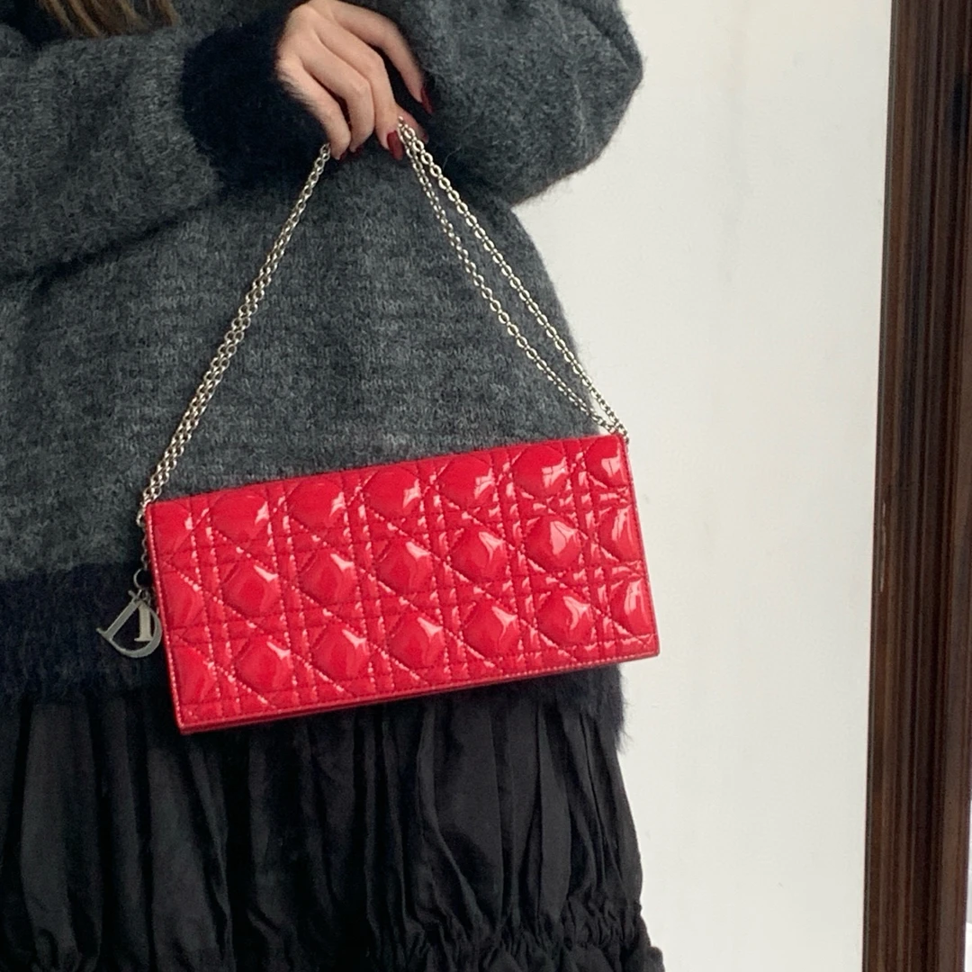 95新 DIOR/迪奥 dior 正红色横版woc单肩斜挎包