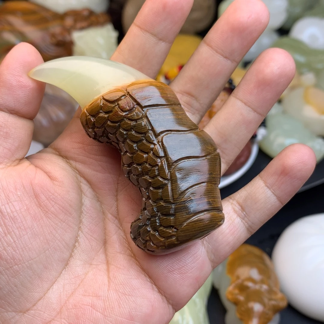 正***义石材摆件把件鹰爪