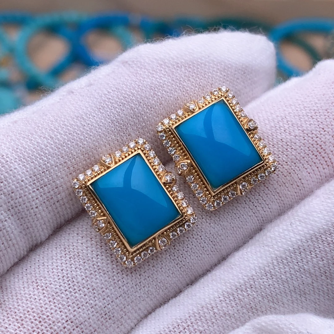 绿松石18K金镶嵌珠宝奇石