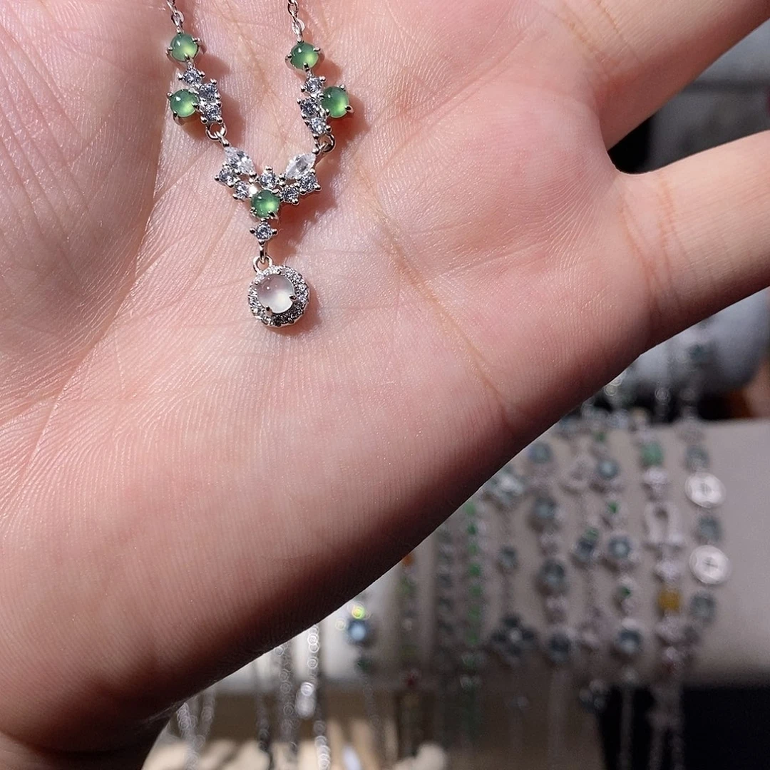 翡翠银S925镶嵌颈饰