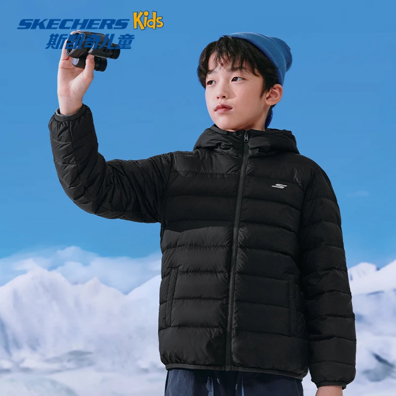 斯凯奇儿童羽绒服男童女童外套石墨烯蓄热保暖中大童冬装P424K076