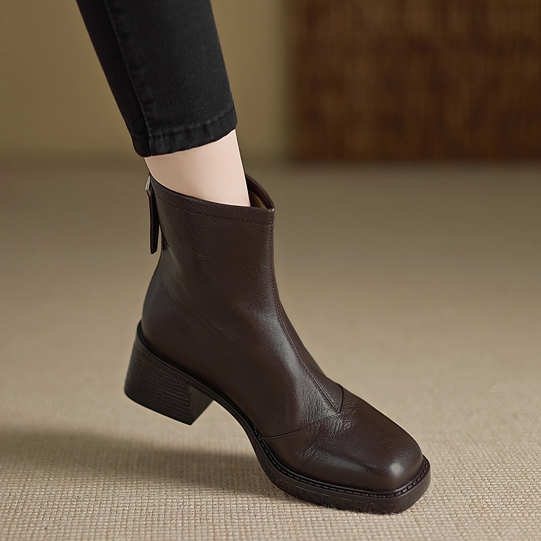 小个子手工女鞋5cm~女士美拉德复古短靴女2025新款爆款百搭马丁靴