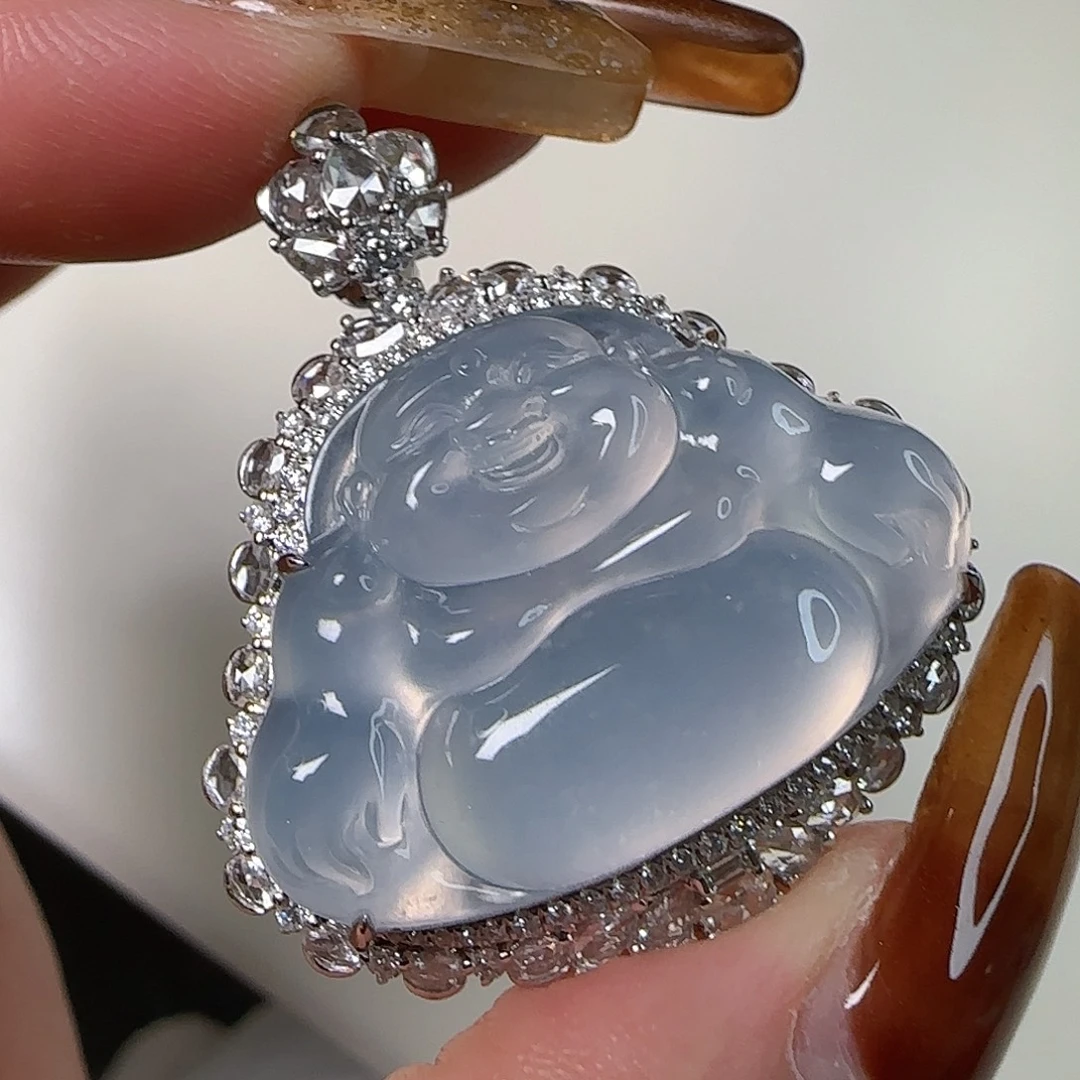 翡翠18K金镶嵌颈饰天然翡翠