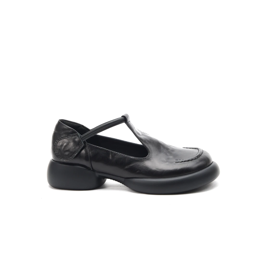 粗跟丁字式扣带玛丽珍鞋圆头单鞋低跟英伦风皮鞋HM89961