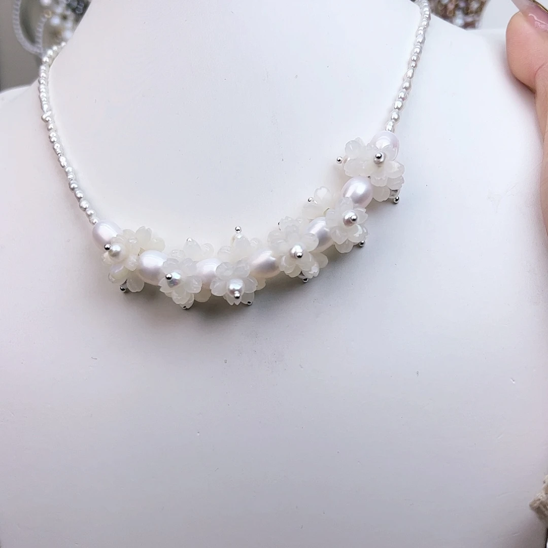 淡水珍珠颈饰银S925镶嵌