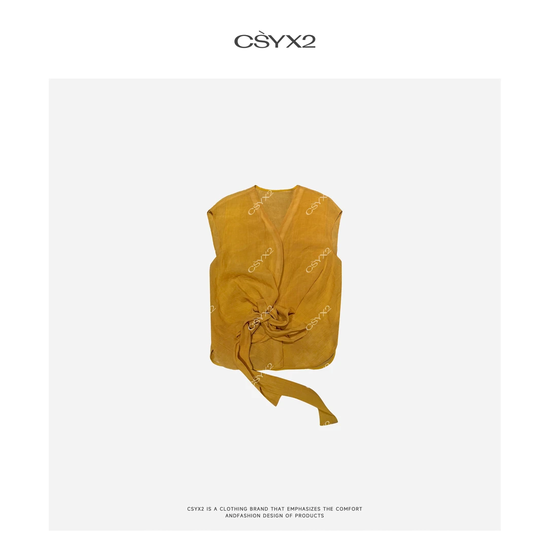 CsyX2-2025S/S夏季新款“布列斯特”扭结绑带背心CZ5XB043